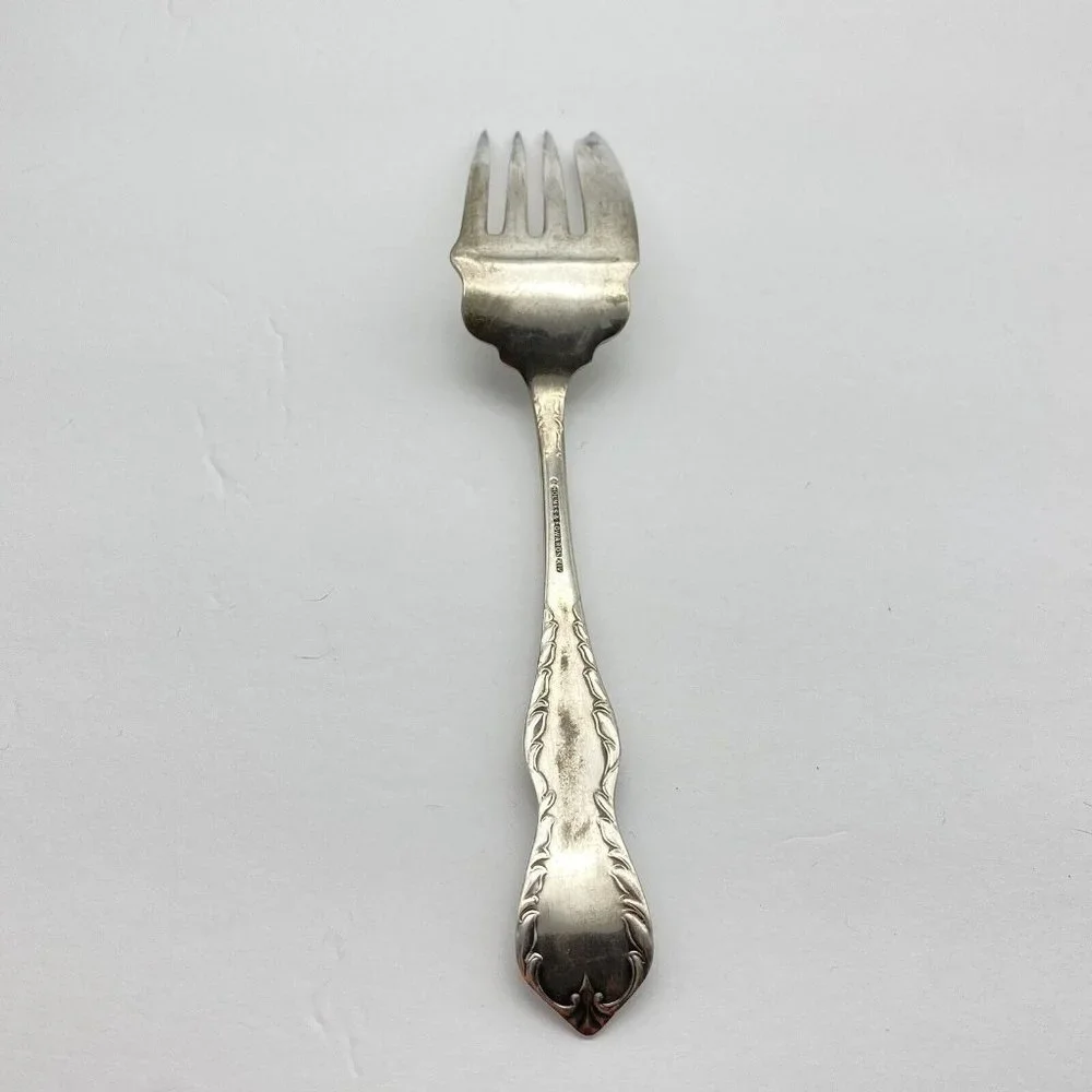 Vintage Holmes & Edwards‎ XIV Serving Meat Fork Silverplate Art Deco 7 5/8